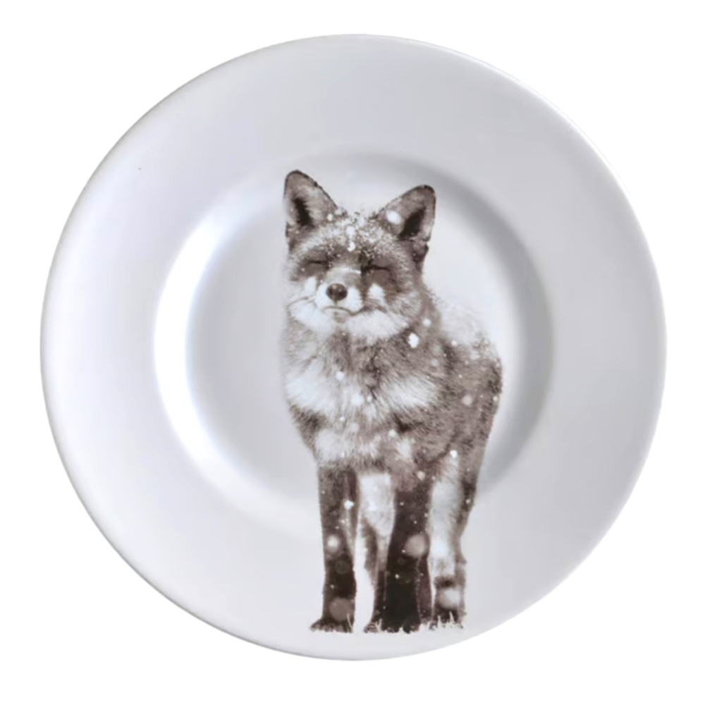Pier 1 ~ Winter Snow Forest Fox 8.5" Salad Plate (Satin Porcelain), 1 Plate